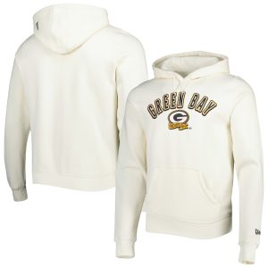 White F4691906 Green Bay Packers New Era Sideline Chrome Pullover Hoodie