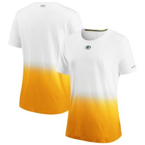White F3913369 Shirt  Green Bay Packers WEAR By Erin Andrews Women's Dip Dye T
