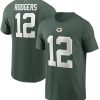 Aaron Rodgers Green Bay Packers T-Shirt Green Nike Name & Number
