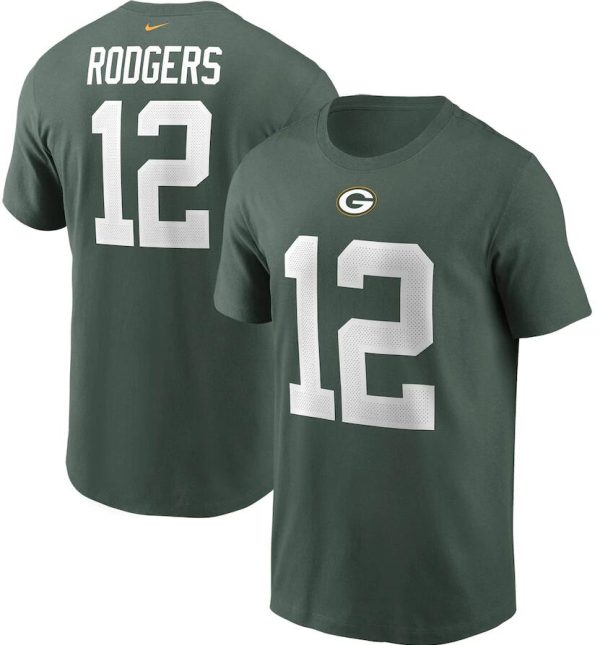 Aaron Rodgers Green Bay Packers T-Shirt Green Nike Name & Number