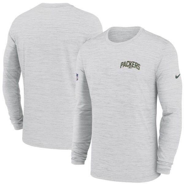 Green Bay Packers T-Shirt Nike Velocity Athletic Stack Performance Long Sleeve - White